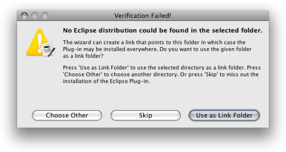 Setup Wizard Installation Eclipse Directory Verification