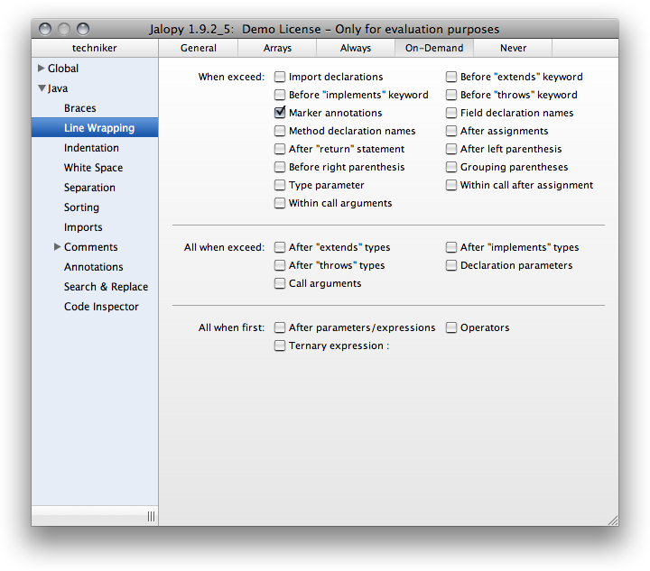 Wrapping On-demand settings page