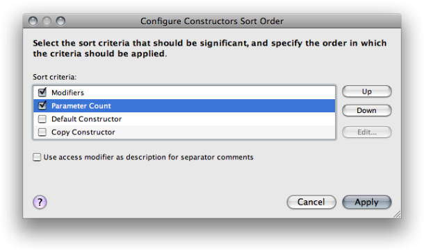 Configure Sorting Order of Constructors