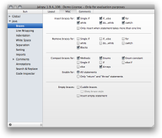 Brace settings