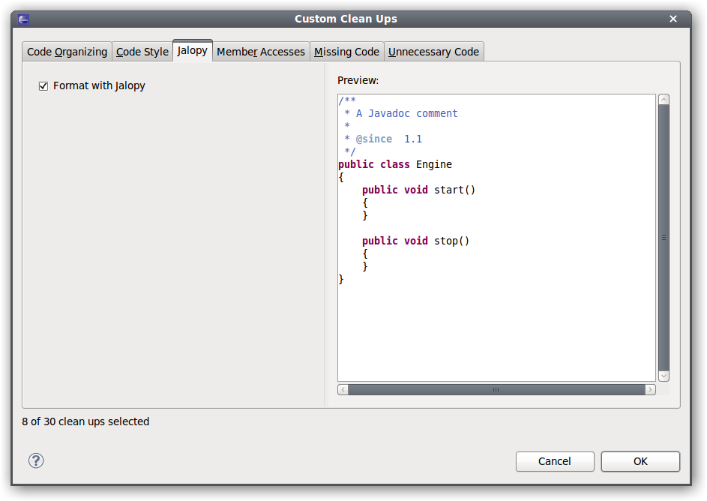 Code CleanUp Configuration