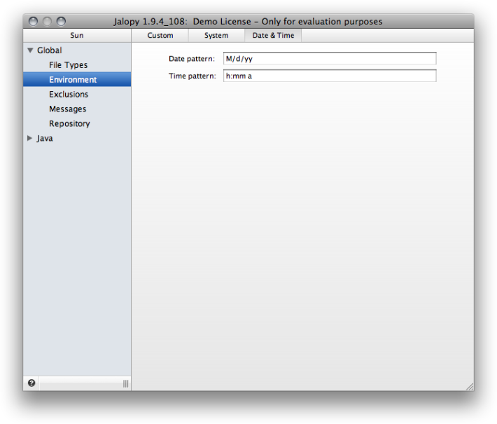 Environment Date & Time settings page