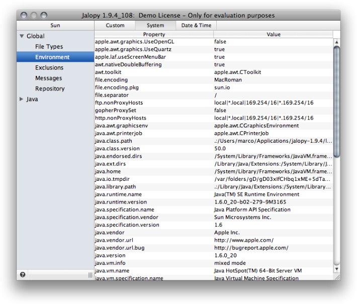 System environment variables