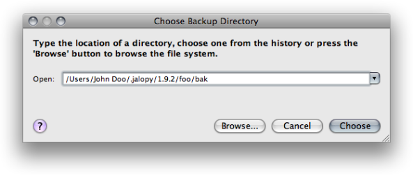 Choose backup directory