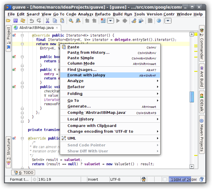 Code editor pop-up menu item