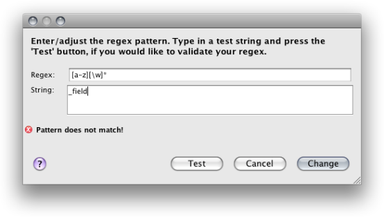 Failed regex test