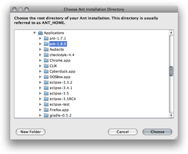 Choose Ant Installation Directory