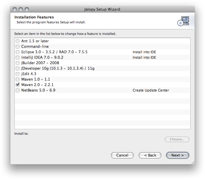 Setup Wizard Installation Features