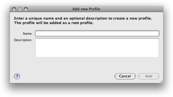 Add new Profile Dialog