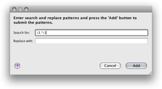 Add Search & Replace pattern