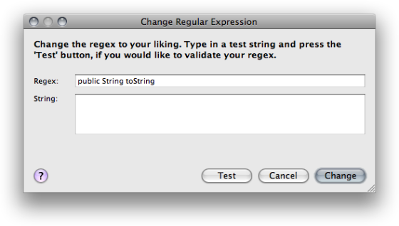 Change Regular Expression